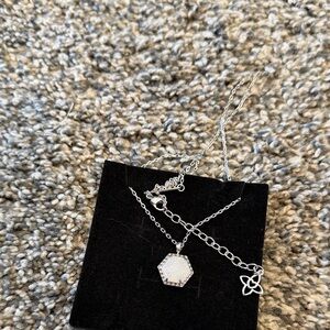 Elegant Silver Hexagon Pendant Necklace